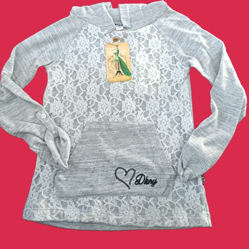 DKNY cute grey girls long shirt size 6Y